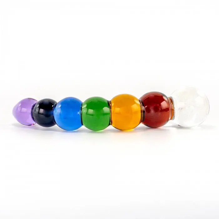 Crystal Delights Rainbow Bubble Dildo Multicolored Glass Dildo Crystal Delights Dildos