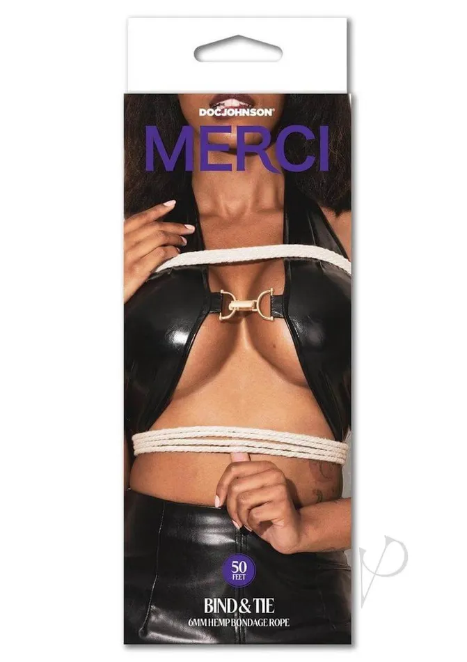Doc Johnson Enterprises Merci Hogtied Bind and Tie Hemp Bondage Rope 50 Feet of Natural Strength and Pleasure Vibrators