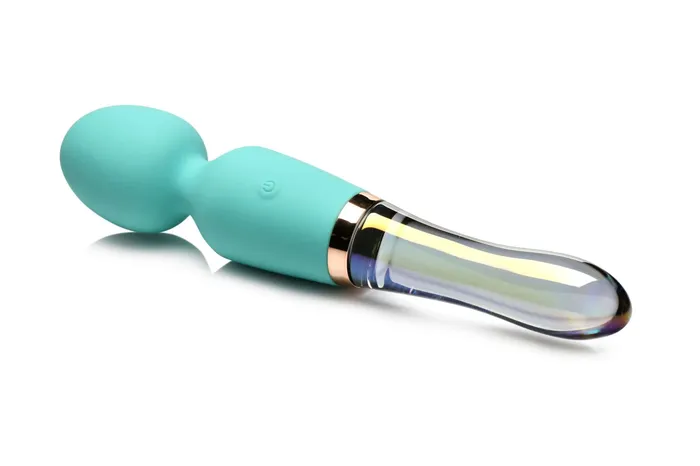 XR Brands Prism Vibra Glass 10X Turquoise Dual Ended Wand by XR Brands Dildos