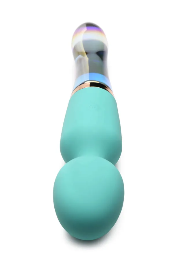 XR Brands Prism Vibra Glass 10X Turquoise Dual Ended Wand by XR Brands Dildos
