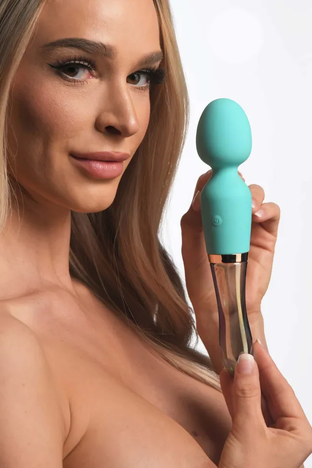 XR Brands Prism Vibra Glass 10X Turquoise Dual Ended Wand by XR Brands Dildos