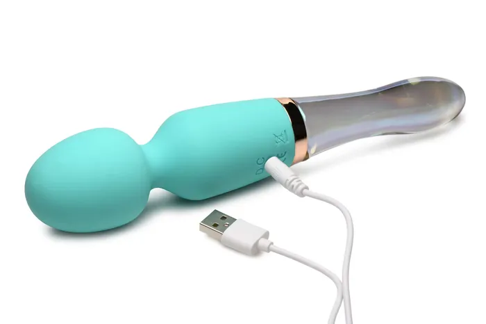 XR Brands Prism Vibra Glass 10X Turquoise Dual Ended Wand by XR Brands Dildos