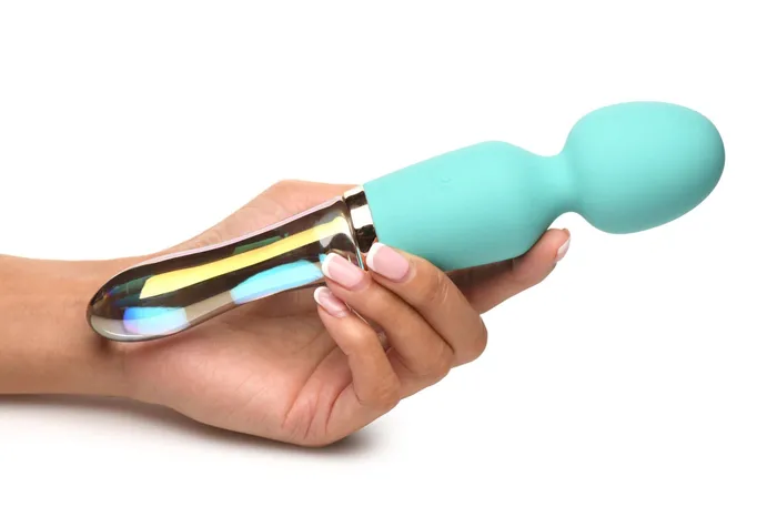 XR Brands Prism Vibra Glass 10X Turquoise Dual Ended Wand by XR Brands Dildos