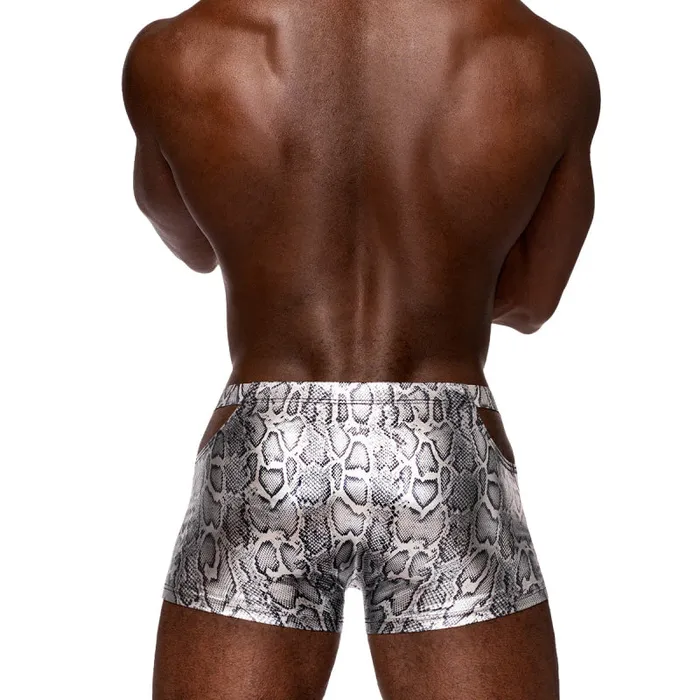 Male Power Anal snaked Pouch Short Medium Silverblack Male Power Anal snaked Pouch Short Medium Silverblack
