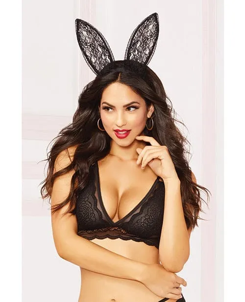 Teddies And Bodies Seven til Midnight Lace Bunny Ears One Size Fits Most
