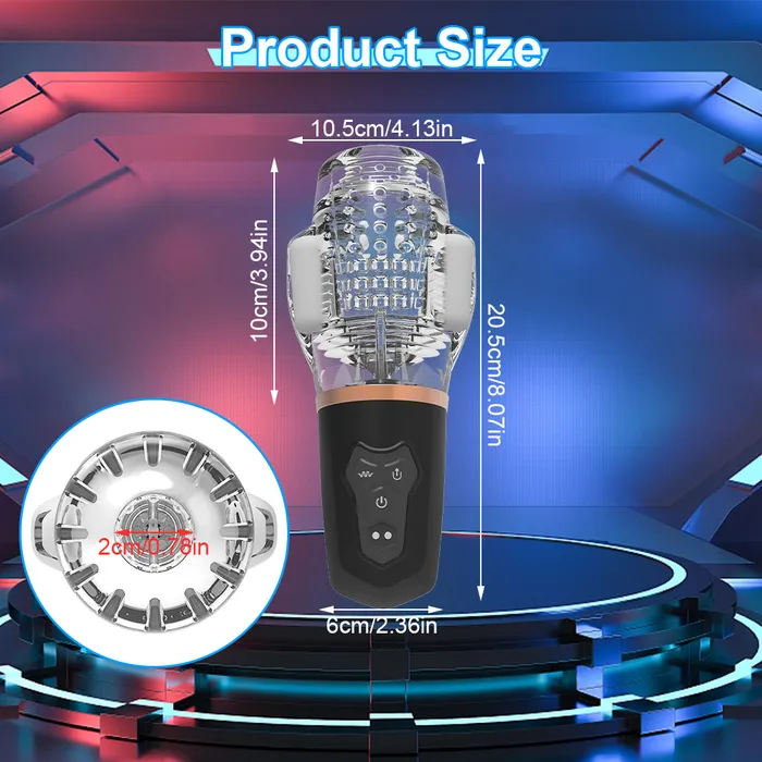 Touch Honey Male Sex Toys Rocket Dual Motor Vibration and SuctionMasturbator Cup with Transparent Sleeve