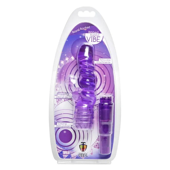 XR Brands Trinity Vibes Vibrators Royal Rocket Ribbed Rabbit Vive Purple XR Brands Trinity Vibes Vibrators Royal Rocket Ribbed Rabbit Vive Purple