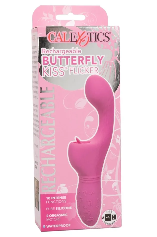 Rechargeable Butterfly Kiss Flicker Pink CalExotics Vibrators Rechargeable Butterfly Kiss Flicker Pink CalExotics Vibrators