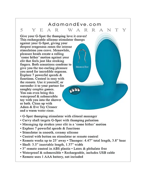 Female Sex Toys Xandebay Adam Eve Eves Gspot Thumper W Clit Motion Massager
