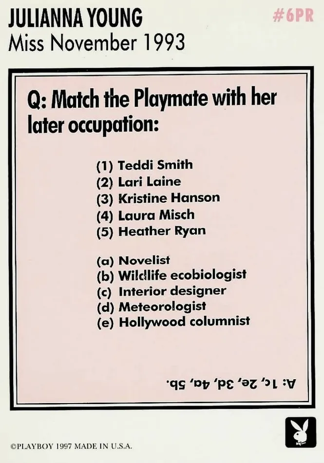 Greenthunderbirds Cards Couples Playboy October Edition 6PR Julianna Young