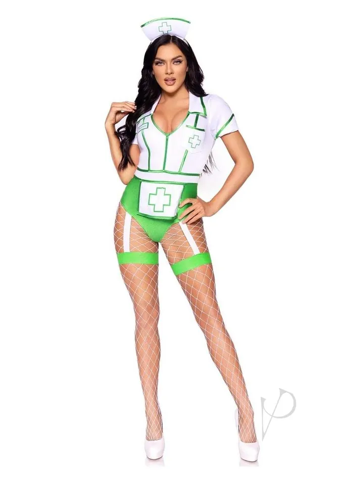 Leg Avenue Vibrators Nurse Feelgood 2pc Lg Grnwht Leg Avenue Vibrators Nurse Feelgood 2pc Lg Grnwht